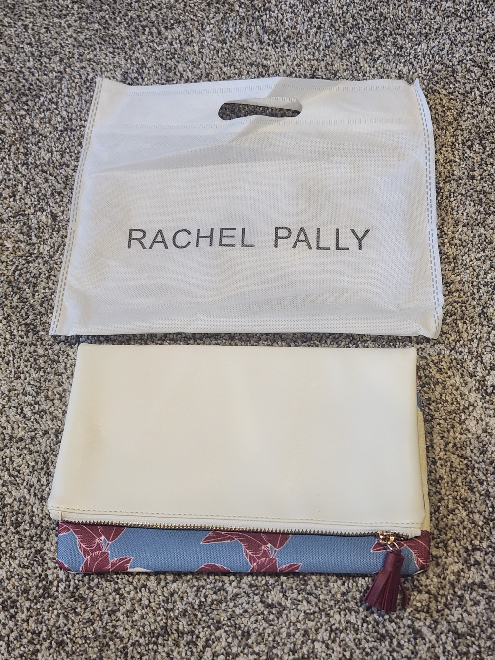 Rachel Pally Cream & Blue Floral Fold-Over Clutch